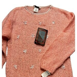 Carducci Hand Knit Sweater Womens M Pink Wool Blend 1403 Made in Italy Coquette